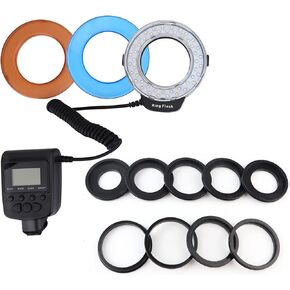 Rings Flash Light, Portable LED Rings Flash Battery Operated Fill Light with Color Filters Adapter Photography for Animal, Plant Photography Cameras