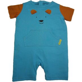 Terrible 2's Strip Free One-Piece Bear Romper with a Back Zipper in Blue/Brown