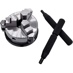 4-Inch 4-Jaw Self-Centering Chuck Set K01-50 50mm Lathe Mini Chuck 3 Jaws Woodworking Hand Chuck with Mounting Thread Screw Rod Self-Centering Lathe Chuck Tool with 1-Inch x 8TPI Thread