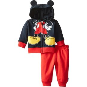 Disney Baby Boys' Mickey Mouse Applique 2 Piece Hoodie Set with Ears