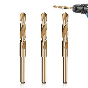 SUNJOYCO 3PCS 17/32" Cobalt Drill Bit Set, M35 HSS Twist Drill Bits for Metal, Stainless Steel, Cast Iron, Plastic, Wood
