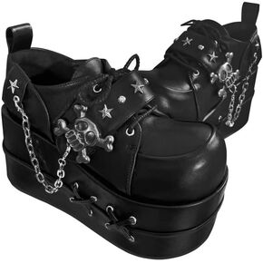 GURURU Original Y2K Goth Platform Boots - Punk Chunky Sole Shoes with Skull Decor, Retro Vintage Combat Boots for Women