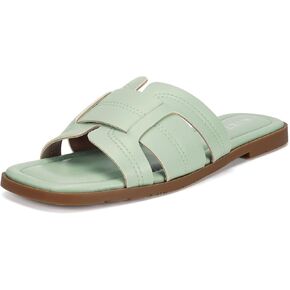 Women's Flat Sandals Dressy Summer Slide Sandals Slip On Open Toe Slippers with Soft Footbed