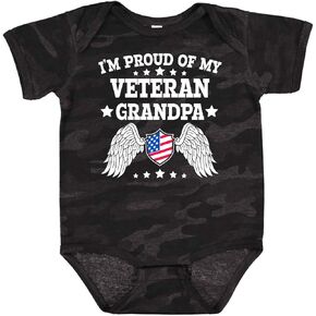 inktastic I'm Proud Of My Veteran Grandpa Baby Bodysuit
