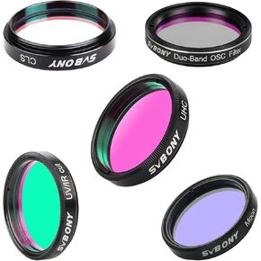 SVBONY 1.25 inches UV IR Cut Block Filter Bundle with Planetary Filter, UHC Filter, CLS Filter and SV220 Telescope Filter