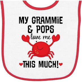 inktastic Grammie and Pops Love Me Grandson Baby Terry Cloth Bib