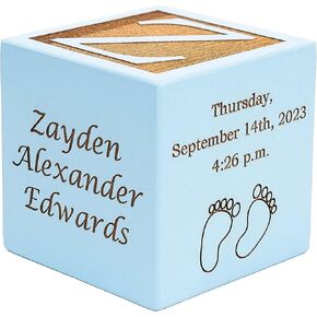 Palmetto Wood Shop Baby Birth Block - Laser Engraved Baby Gift for New Parents, Newborn Babies, and Family Members, Handcrafted in The USA, Solid Wood Construction - 3 Sizes, 3 Colors