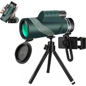 12x50 Monocular Telescope High Powered, Night Vision HD Monoculars for Adults Compact for Smartphone, Portable Handheld Telescope with Phone Adapter & Tripod for Hiking Bird Watching Camping