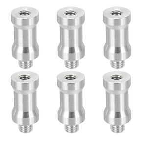 PATIKIL Camera Spigot Screws Converter 1/4" Female to M8 Male, 6 Pack Tripod Screw Adapter Spigot Stud for Light Stand Hot Shoe Cold Shoe Adapter Ball Head Flash, Silver