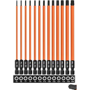 مجموعة Torx Bit التي يبلغ طولها 13 قطعة 6 بوصة /150 مم لسائق التأثير ، مجموعة بت النجوم الصلب S2 (T5-T40) ، 1/4 '' Hex-shank bit screwdriver bit bit torx magnetic torx ، مجموعة مثقاب رأس Torx مع أطراف CNC.