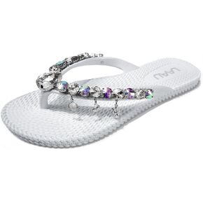 LAVAU Flip Flops for Women Dressy Rhinestone Thong Sandals for Summers Dress Beach