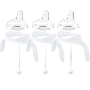 طقم تحويل كأس SPOUT SIPPY لزجاجات الأطفال المضادة للدورة في Philips ، أعلى قش ناعم ومجموعة من القش المرجحة مع مقابض ، حزمة 3