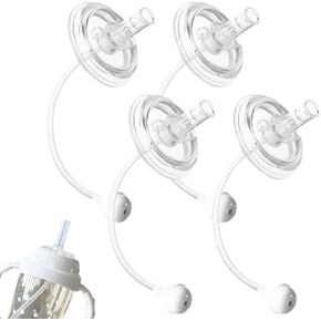 قش بديل 4pcs متوافق مع كأس قش متعلم NUK 10 أوقية ， Cross V-Port Design Silicone Gravity Ball Straw Straw and Nipple Placensive-Pracked ، خالية من BPA ، سهلة التنظيف