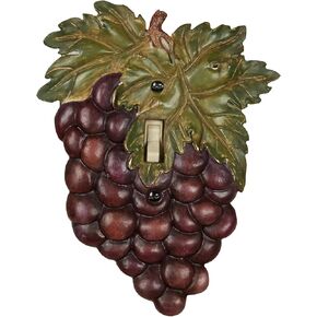 Touch of Class Grape Harvest Realistic Grapes Single Dimmer/Rocker - Resin - Purple, Green - Dimensional Light Switch Cover for Kitchen, Dining Room, Bar, Restaurant, Wine Cellar