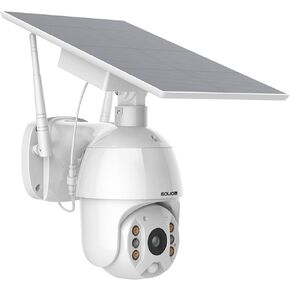 SOLIOM Solar Powered Security Camera Outdoor Wireless, 360 Pan Tilt WiFi Camera with Color Night Vision, PIR Human Detection, 2-Way Talk, Cloud Storage, No Monthly Fee, Compatible with Alexa