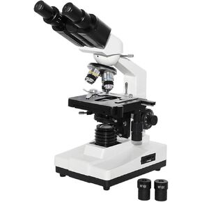 X-S-P100E Binocular Biological Microscope for Students & Kids, 4X-100X Magnification, Coaxial Focus, LED/20W Halogen Light, School Lab Use
