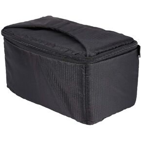 Camera Bag, 10.2 * 5.9 * 5.5 Inch Portable Overlap Zipper Padded Bag Pouch W/ Carry Strap BT For DSLR Camera Lens, Full Padded Accessory Lens Case With Thick Inner Vibrate Absorption Material