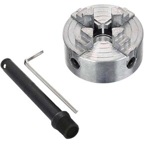 4-Jaw Lathe Chuck, High Accuracy Self Centering Lathe Chuck, Zinc Alloy Wood Turning Chuck with Connecting Rod 157A Chuck