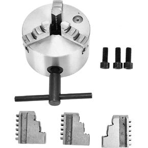 Nodular Iron Lathe Chuck, Self Centering Chuck Set Kit with Wrench, for Clamping Hanging Shaft, Disc, Equilateral, 3 Jaw Accessory Replacement Part (K11-160)
