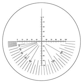 BoliOptics Microscope Eyepiece Reticle Cross Line Micrometer Ruler, 180° Angle, Dual Axis Crosshair Scale Dia. 26mm, 10mm/100 Div. RT20121201