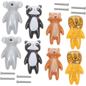 jojofuny 8pcs Ceramic Animal Knobs for Dresser Drawer Cabinet Cute Cartoon Handles Easy Install