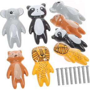 DOITOOL Girls' Dresser Knobs 8pcs Animal Ceramic Handles Easy to Install Drawer Pulls for Boys and Girls