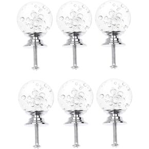 6 Pcs Crystal Bubble Ball Handles Silver Drawer Pulls Glass Crystal Knobs for Modern Cabinets Colorful Knobs for Dresser Cupboards