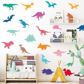 60 Pcs Self-Adhesive Abstract Cartoon Dinosaur Wall Stickers - 8 Sheets Removable Vinyl Wall Decals for Kids Room, Nursery, Playroom, Home Decor (Syle B)