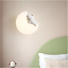 Creative Moon Wall Lamps Resin Animal Bear Rabbit Light Baby Nursery Room Bedside Wall Lights Indoor Boy Girl Bedroom Lamp,for Bedroom