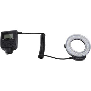LED Macro Flash Light, LCD Display, 48 LEDs, 7 Brightness Modes, 9 Adapter Rings, Blue and Orange Flash Diffusers, for DSLR Cameras with True Color, Close Distance