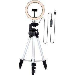 Led Ring Light Kit with Tripod Stand Dimmable for Makeup 3 Modes 10 Brightness Live Stream Makeup Video Broadcast (Color : Silver)