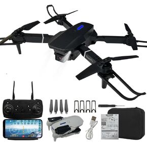 Drone with Camera 1080P HD FPV Foldable Drone for Kids and Beginners, One-Key Take Off/Landing, 360° Flips, Gestures Selfie, Headless Mode, 2 Batteries with Carrying Case Toy Gifts for Boys (Black)