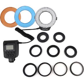 Ring Flash Lamp,Flash Light Speedlite Ring,Portable 48 LED Ring Speedlite Photography Flash Light Lens Adapter Rings Kit for SLR Camera