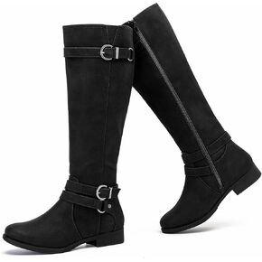Women's Knee High Boots Classic Comfort Riding Combat Boot Round Toe Side Zipper Long Tall Fall Winter Boots for Women.