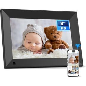 8 inch Digital Picture Frame, 1280x800 HD IPS WiFi Digital Photo Frame, 16GB Storage, Instantly Share Photo/Video via Apps/Email, USB/Mirco SD, Black
