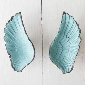 Wing Single Hole Small Handle Modern Minimalist Children's Room Wardrobe Door Art Knob and Pull Blue Wings Drawer Handle - (Color: a pair of white)