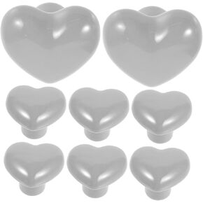 8-Piece Ceramic Drawer Pulls for Boys and Girls' Dresser Cabinet Knobs Heart Shape Sturdy Comfortable Grip