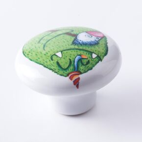 Instagram Style Ceramic White Monster Carton Cactus ceramic knob Cabinet Handle Door Pull used for kids Children Room Ins - (Color: Green)