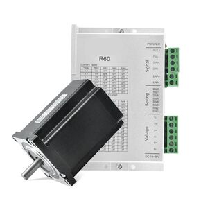Rtelligent 60x60mm 24 Step Stepper Motor 3N.M 5A with 24-50V DC 5.6A 23 24 Stepper Motor Driver Controller Computerized Numerical Control Kit(60A3)