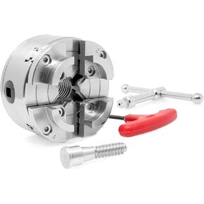 4 Inch 4 Jaw Self Centering Keyed Lathe Chuck Set with 1 Inch X 8TPI Thread for Grinding Machines Milling Machines Metal Lathe Chuck Turning Machine Accessories
