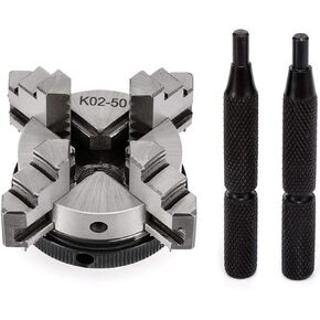 4 Jaw 50Mm Turning Lathe, Quick Change K02 50/M14 Self Centering Manual Lathe Chuck with 2Pcs Lock Rod for Woodworking Tools Accessories