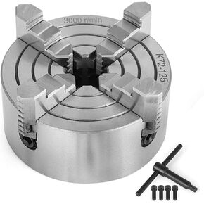 4 Jaw Lathe Chuck, 5" Reversible Self Centering External Lathe Chuck K72 125 Milling Machine Internal Jaw Self Centering External 125Mm Diameter for Woodworking Lathes