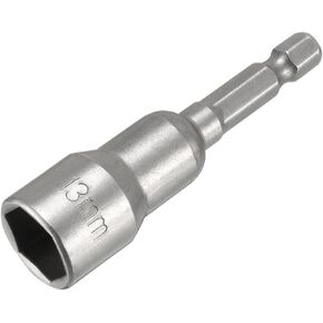 Fixinus Impact Driver Bit 13mm, Magnetic 1/4" Hex Shank Quick-Change Nut Setter Drill Bit Metric Socket, 65mm Length