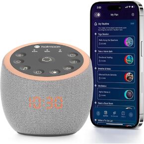 Hotmoon Cocoon Pro 2 Sound Machine 388 Soothing Sounds White Noise Machine for Babies & Adults, Smart Night Light, Sleeping Timer, App Control, Plug-in, Home Office Yoga, Father's Day Gift, Light-Gray