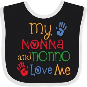 inktastic My Nonna and Nonno Love Me Grandchild Baby Bib