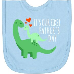 inktastic It's Our First Father's Day Cute Dinosaur Family with Newborn Bib