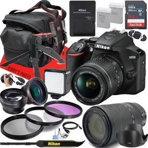 كاميرا Nikon D3500 DSLR مع AF-P DX 18-55MM F/3.5-5.6G VR و AF-P DX 70-300MM F/4.5-6.3G ED VR LENS + 64 GB MEMORY + EXTRA BATTERN