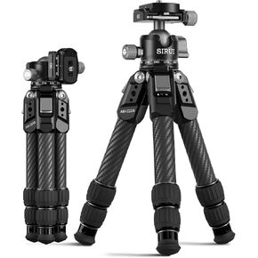 سيروي AM-223S+G0 Carbon Fiber Desktop Tripod-Light Light 1.7 رطل ، ارتفاع كحد أقصى 16.7 "، 360 ° Panoramic Ball Head ، الدعم الثقيل إلى 33.07 رطل لـ DSLR & Mirrorless Cameras
