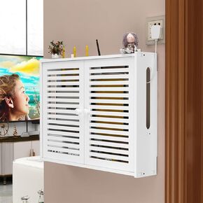 Router Shelf Wall Mount WiFi Router Storage Box, WiFi Storage Box Wall Mount WiFi Router Set Top Cabinet Blinds Decoration Floating Shelves Power Strip and Cable Management Storage
