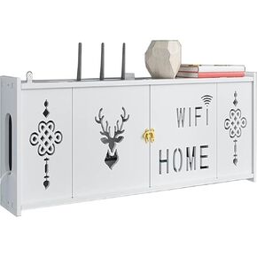 Router Shelf Wall Mount WiFi Router Storage Box, Network Set Top Box Wall Mounted WiFi Router Storage Box Wireless Router Storage Shelf TV Lower Row Socket Occlusion Box